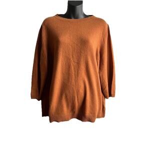 Talbots Plus 2X Pure Cashmere Sweater Rust Brown Soft Crew Neck Oversized Warm